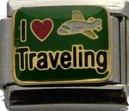 Italian Charms - Fits Nomination - Enamel - I LOVE TRAVELING